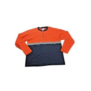 Vtg Pace Racewear Long Sleeve Racing Shirt Mens Size Large Checkerboard-Henley